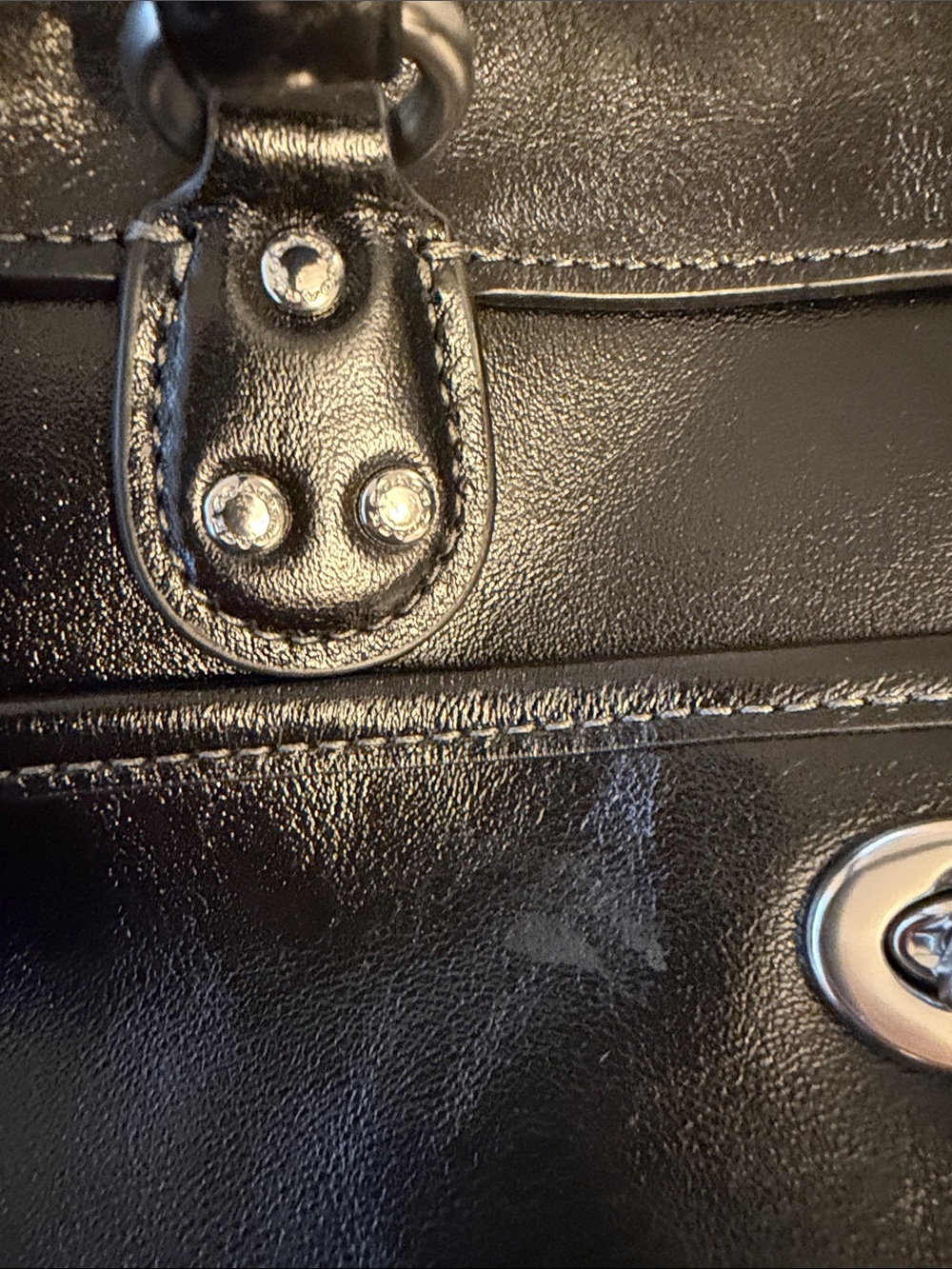 Coach Rhyder Satchel Bag 24 Glazed Leather Black Silver - Picture 11 of 14